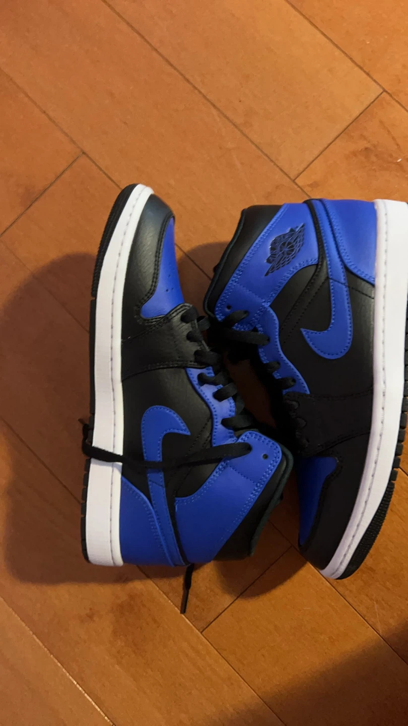 Air Jordan 1 Mid Black Royal Blue Sneakers - photo 2