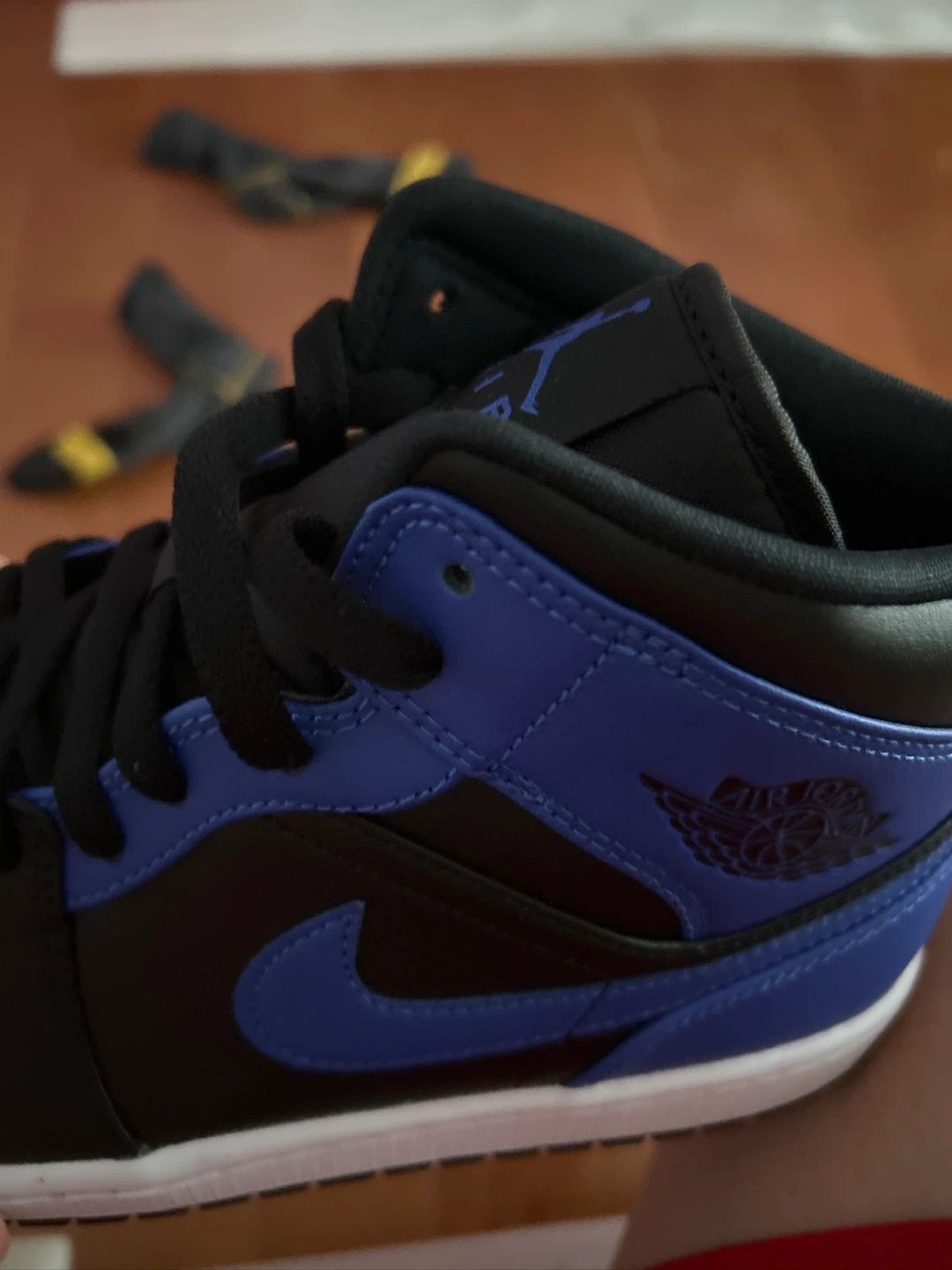 Air Jordan 1 Mid Black Royal Blue Sneakers - photo 4