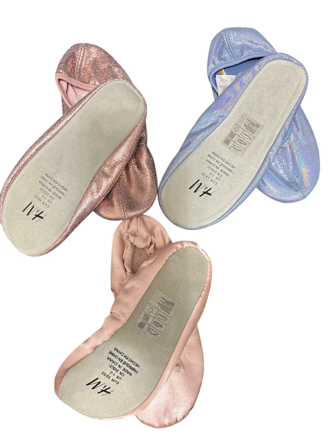 H&M Ballet Flats - Rose Gold, Blue, Peach Size 1-2