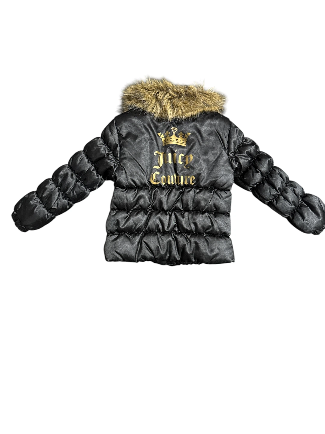 Kids Juicy Couture Black Puffer Jacket with Fur Hood Size 4 - photo 2