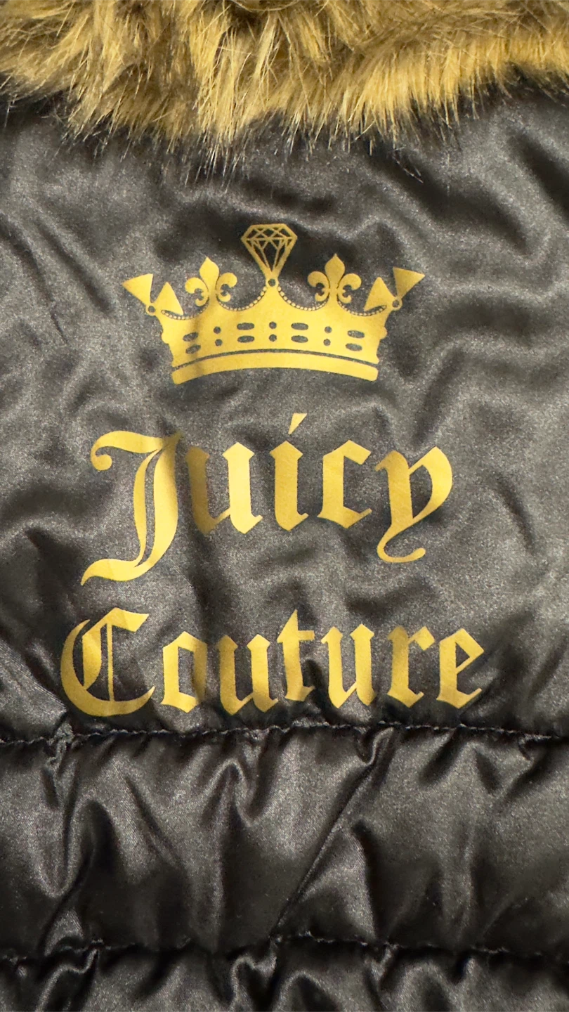 Kids Juicy Couture Black Puffer Jacket with Fur Hood Size 4 - photo 3
