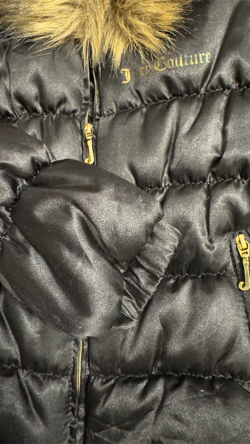 Kids Juicy Couture Black Puffer Jacket with Fur Hood Size 4 - photo 5