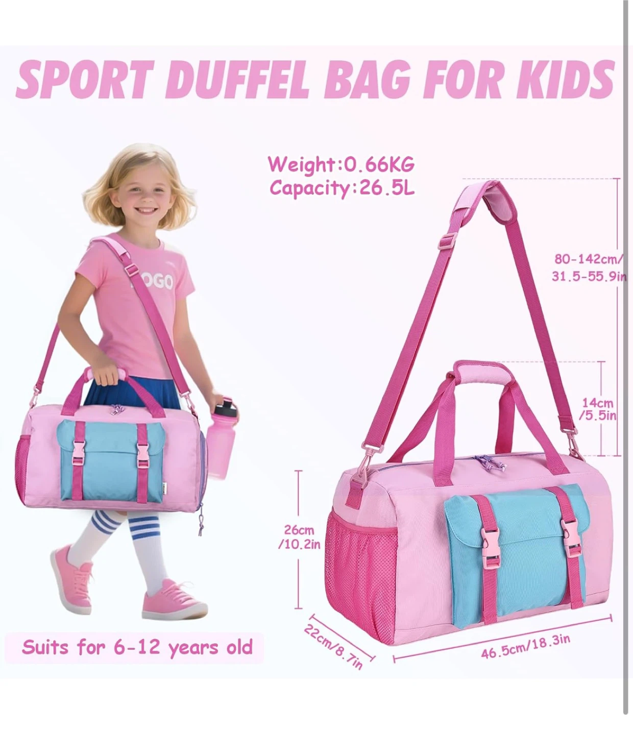 Kid's Sport Duffel Bag - Spacious Travel Bag - photo 2