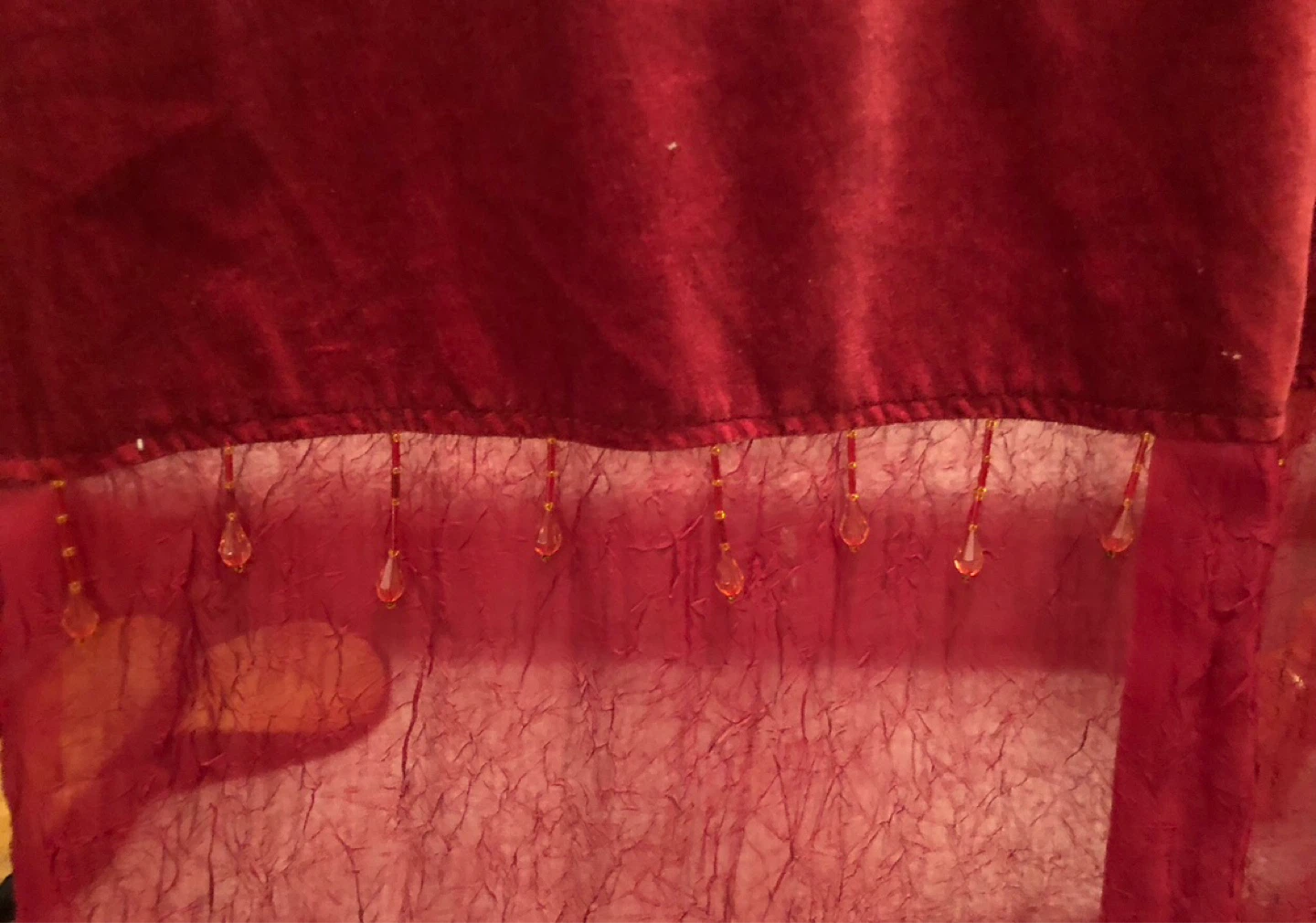 Red Velvet Sheer Panel Curtains - photo 5