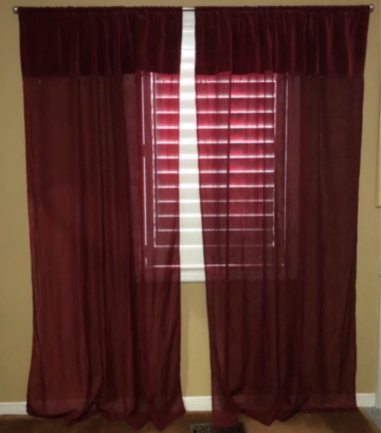 Red Velvet Sheer Panel Curtains