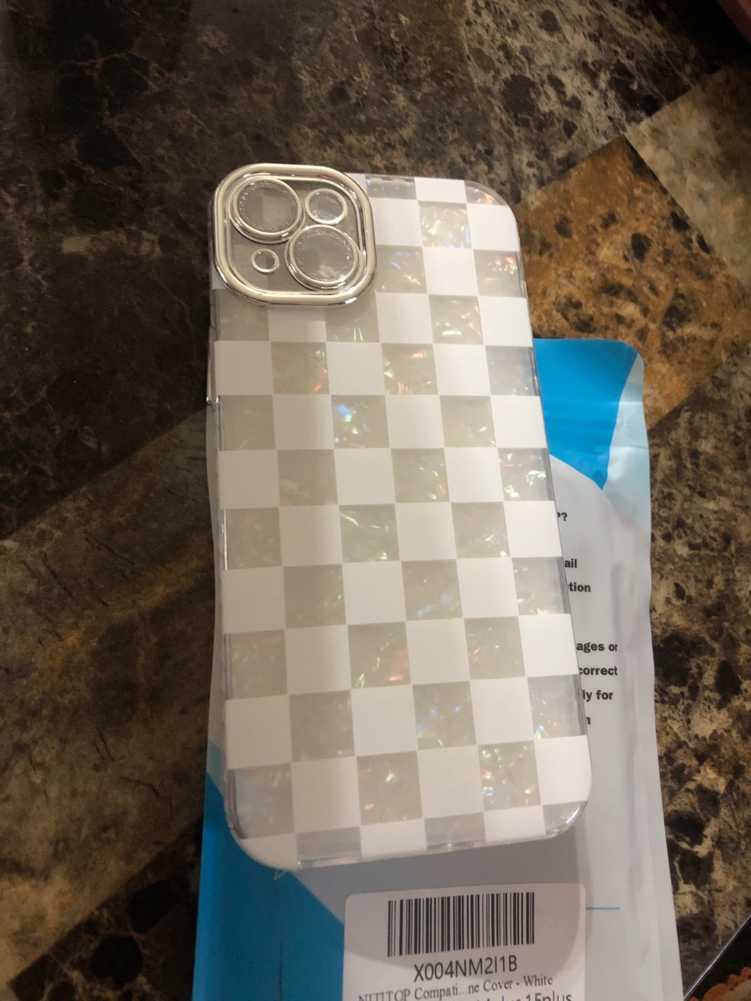 New-NITITOP iPhone 14/15 Plus Case - White Checkered - photo 2
