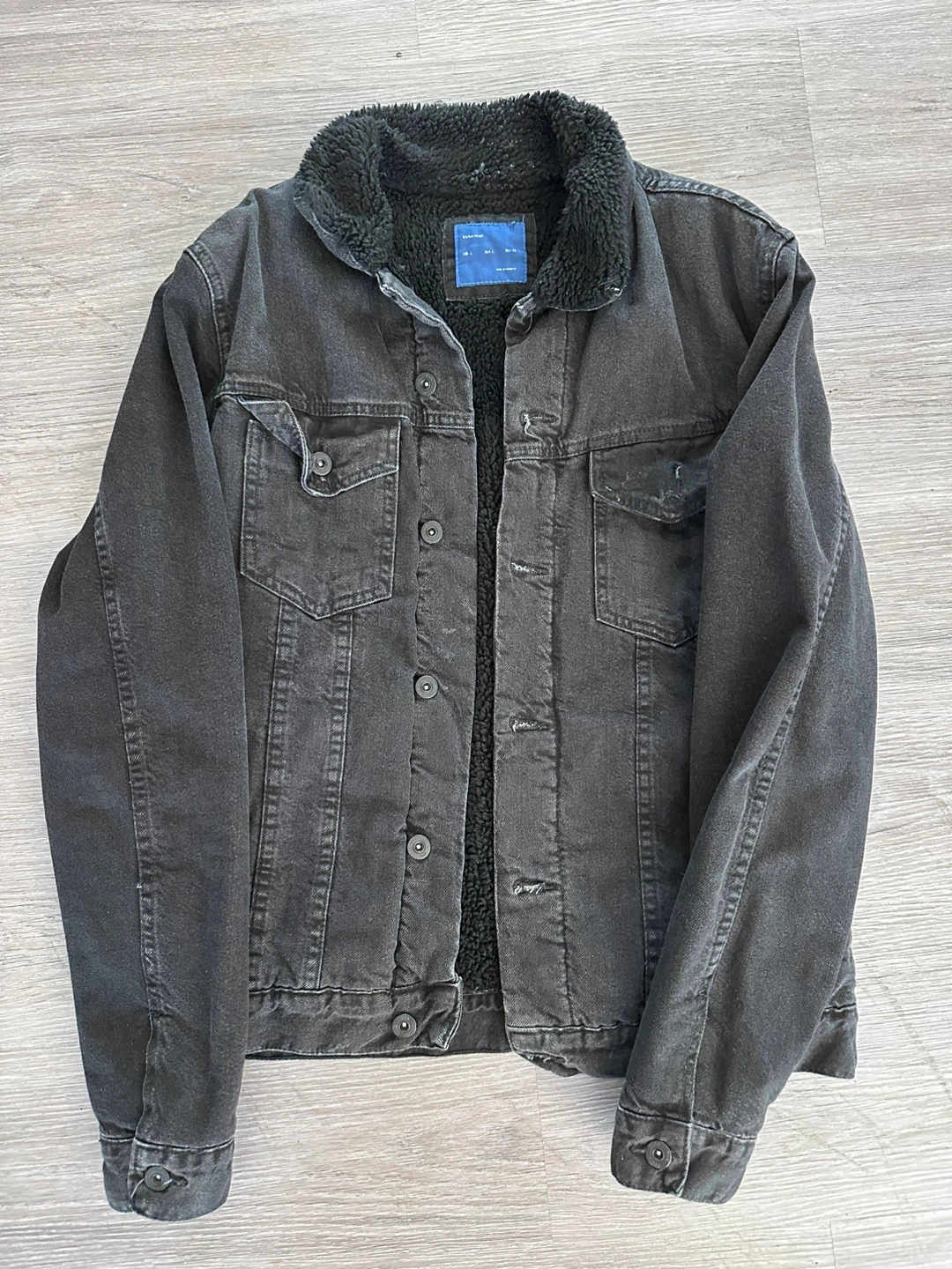 Zara Man Sherpa Lined Denim Jacket - Black