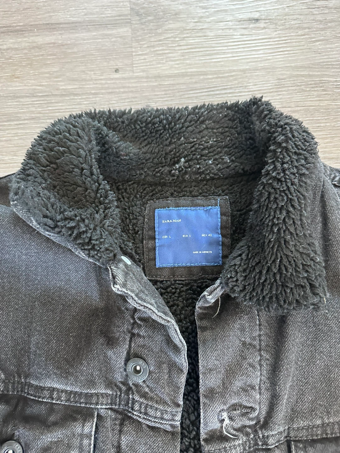 Zara Man Sherpa Lined Denim Jacket - Black - photo 2