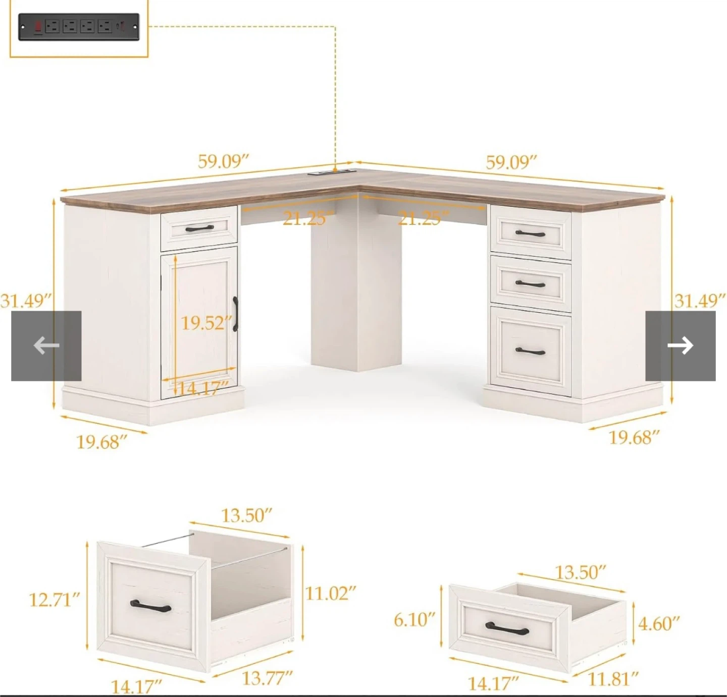Farmhouse 59in L-Shaped Executive Desk - photo 3