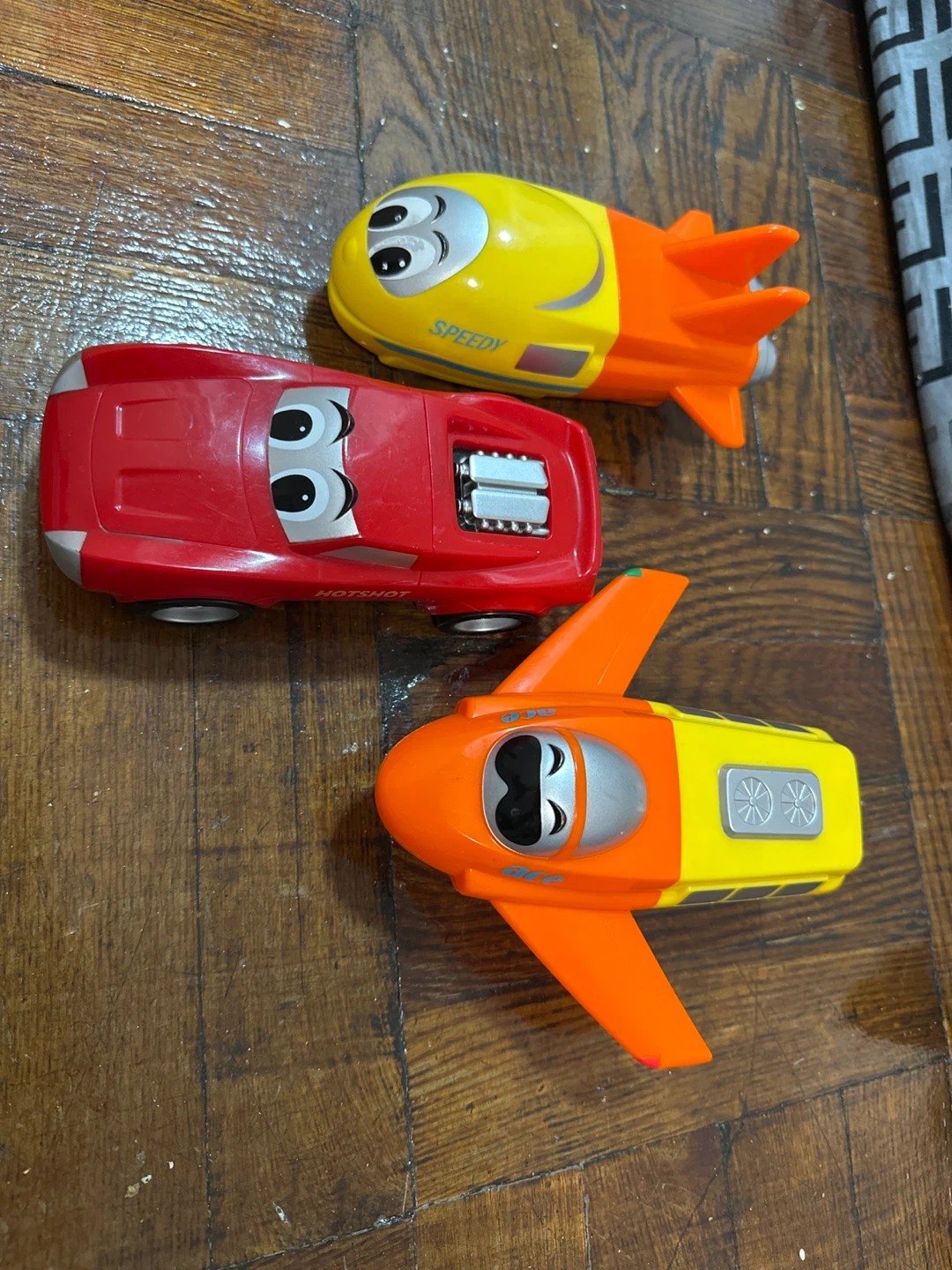 Set of 3 Toy Vehicles - Car, Rocket, and Plane