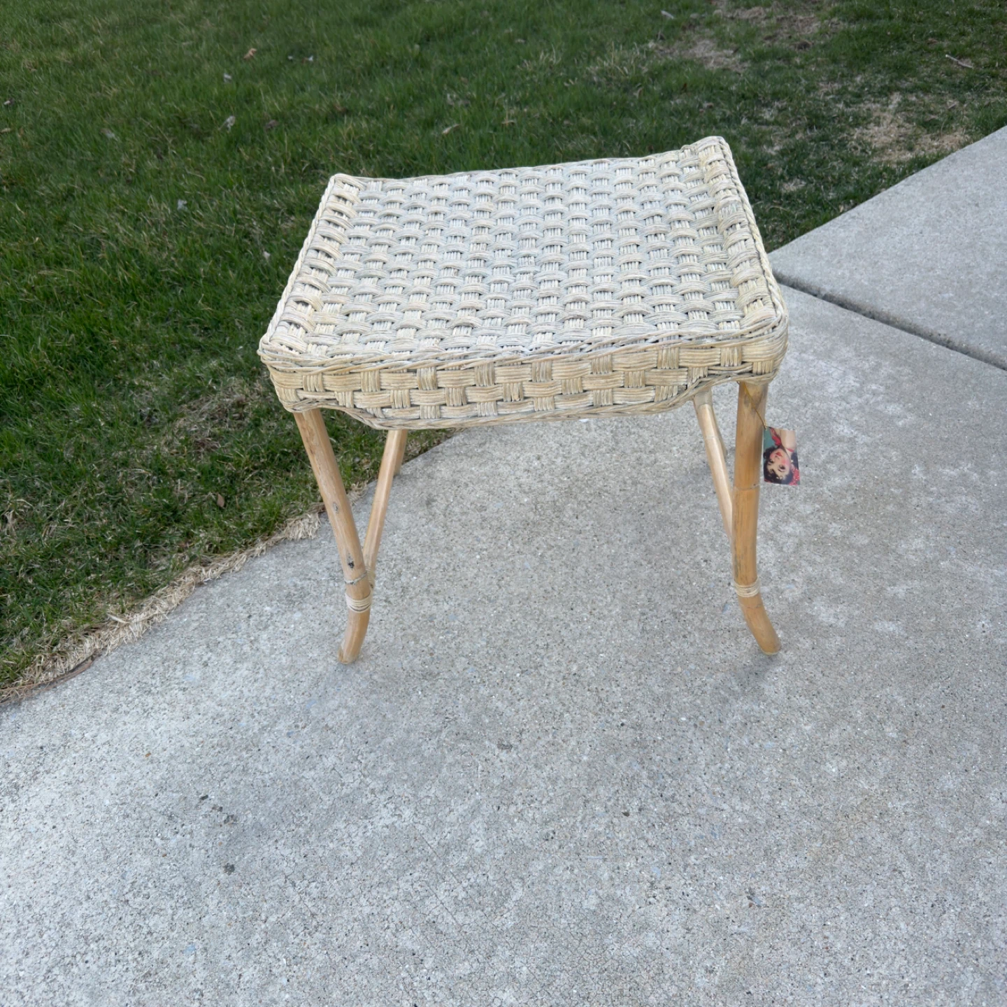 Wicker Accent Stool Side Table
