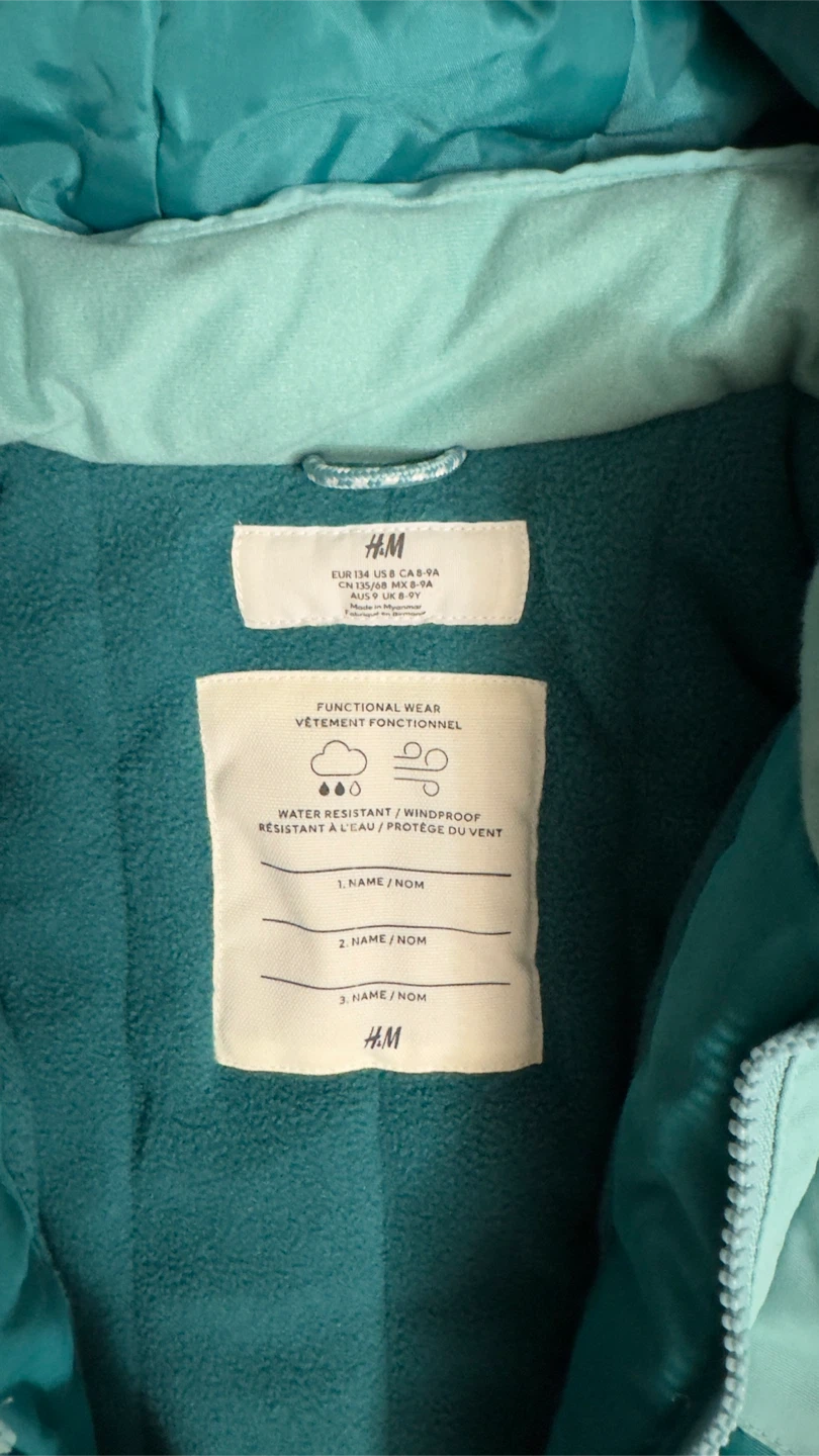 H&M Kids Winter Jacket - Teal & Light Blue - Size 8-9 Years - photo 4