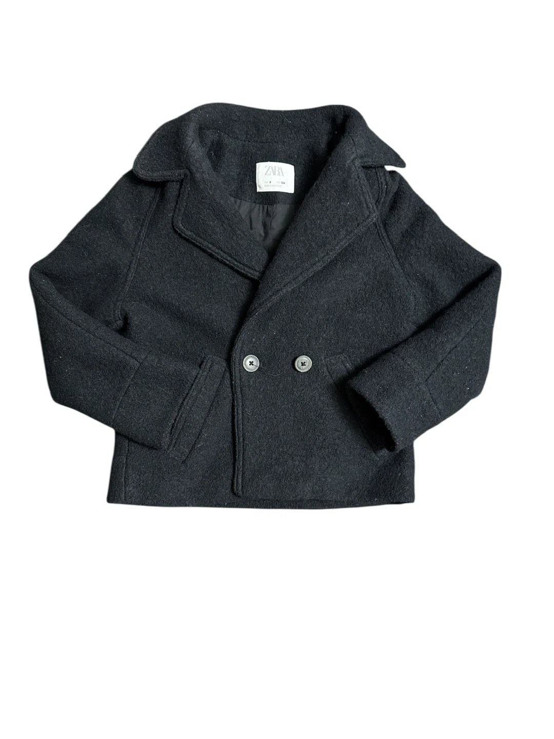 Zara Children's Black Wool Pea Coat Size 9