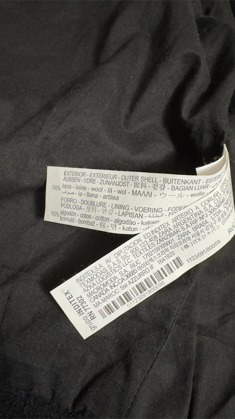 Zara Children's Black Wool Pea Coat Size 9 - photo 4