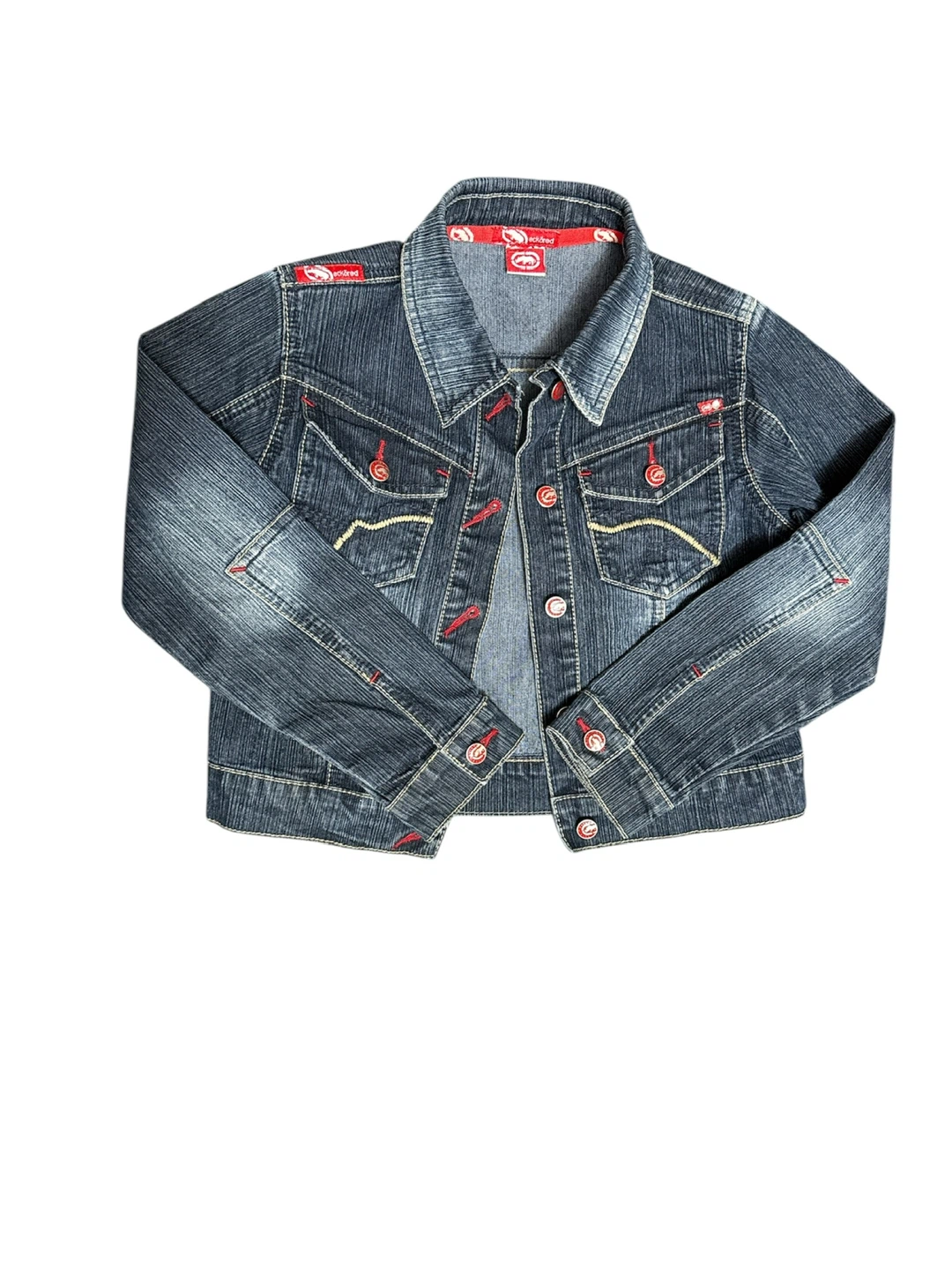 Ecko Red Denim Jacket with Graphic Back Size 4T