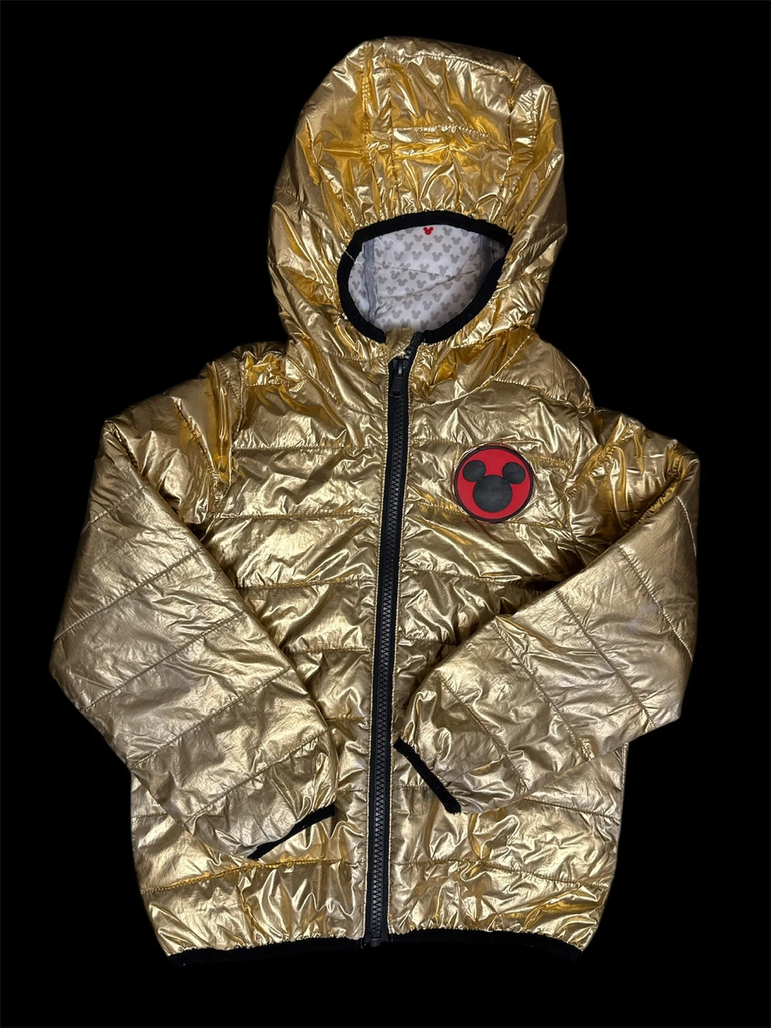 Gold Mickey Mouse Puffer Jacket Size 4T - photo 2