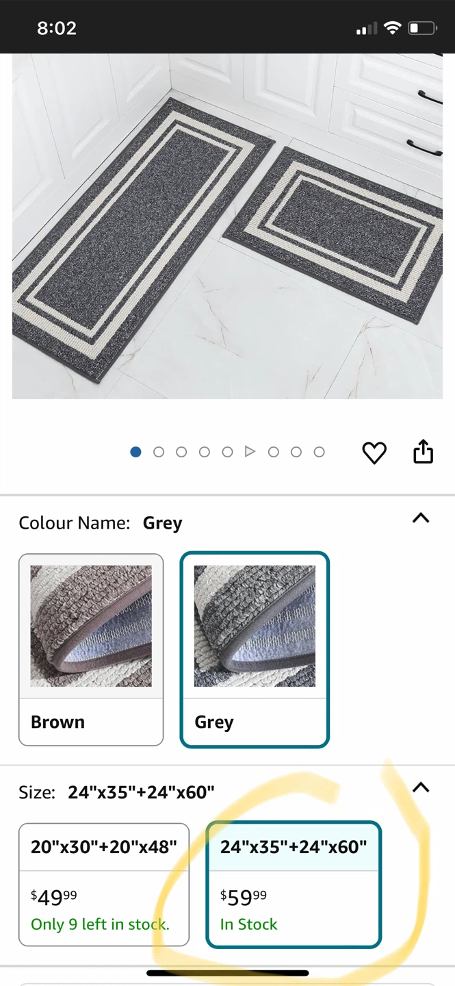 Cosy Homeer 2-Piece kitchen Mat Set - Grey