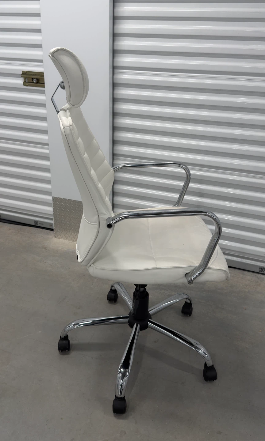 White Leather Office Chair - photo 4