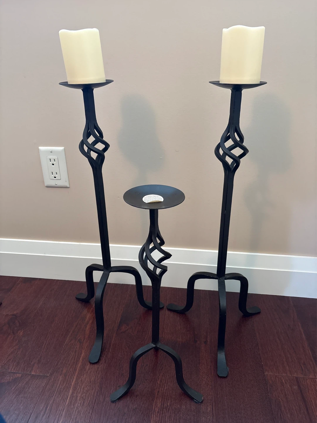 Black Metal Candlestick Holders (Set of 3)