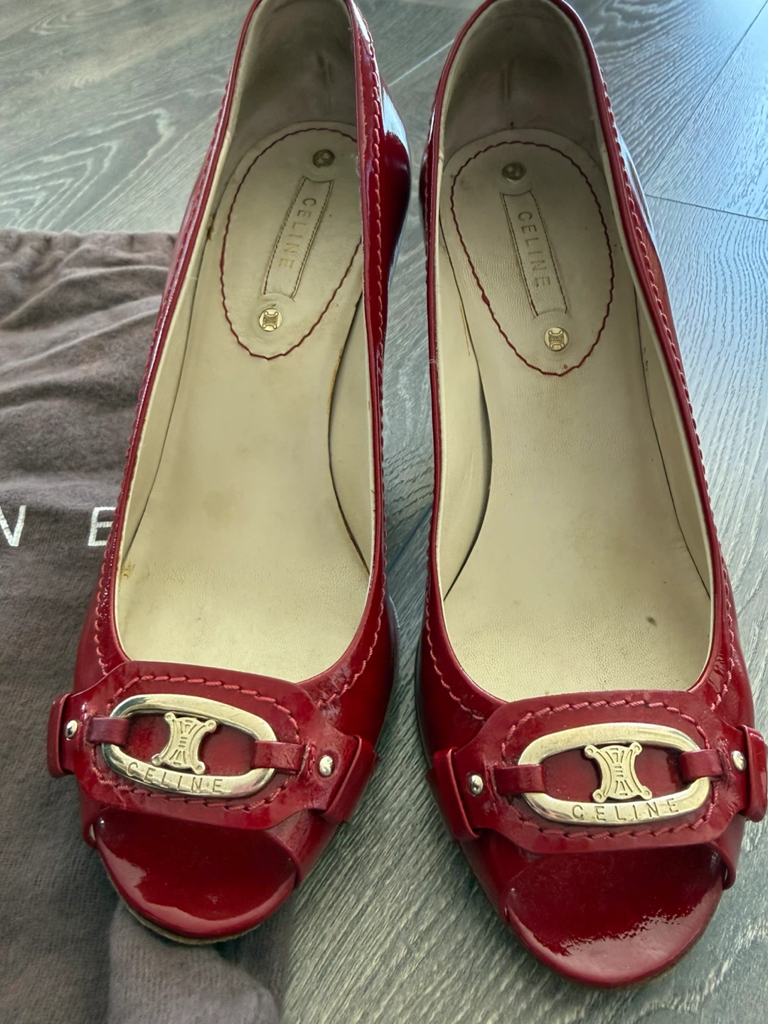 Authentic Leather Celine Peep-Toe Heels - photo 2