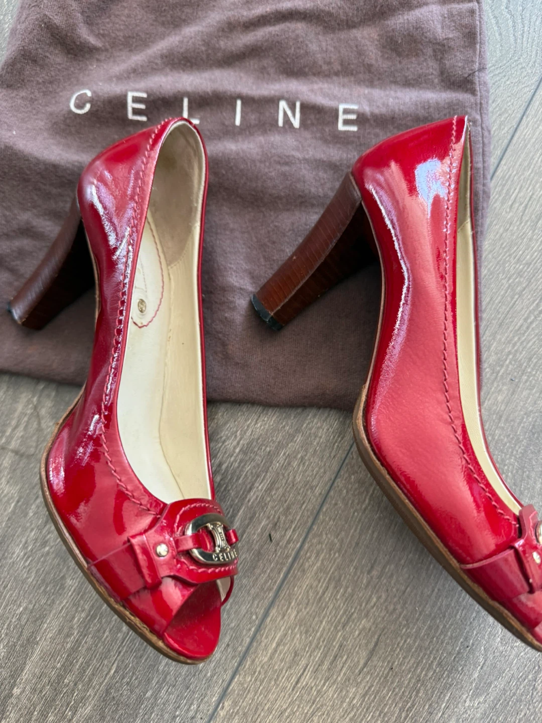 Authentic Leather Celine Peep-Toe Heels - photo 3