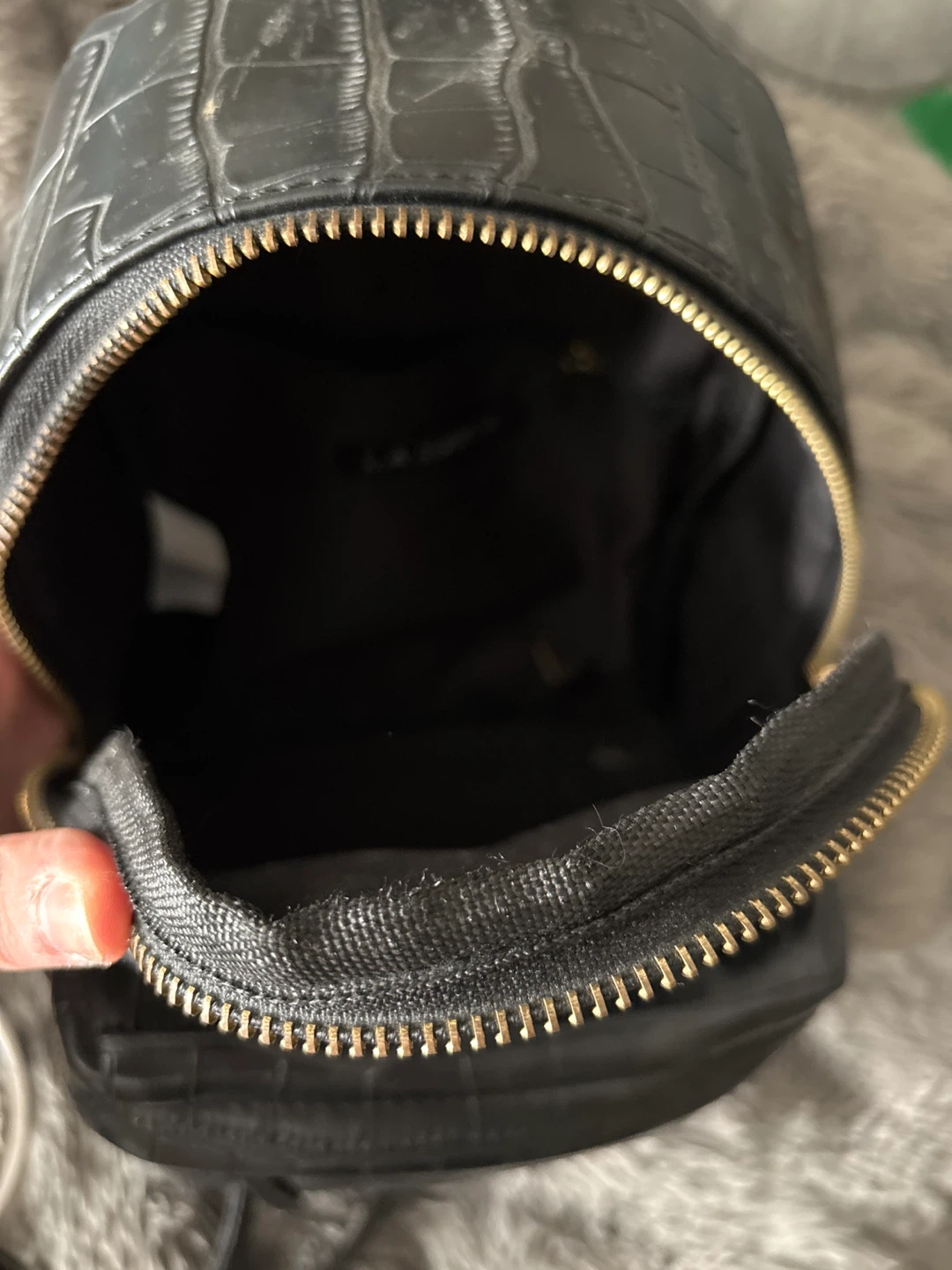 Black Faux Croc Mini Backpack - photo 2