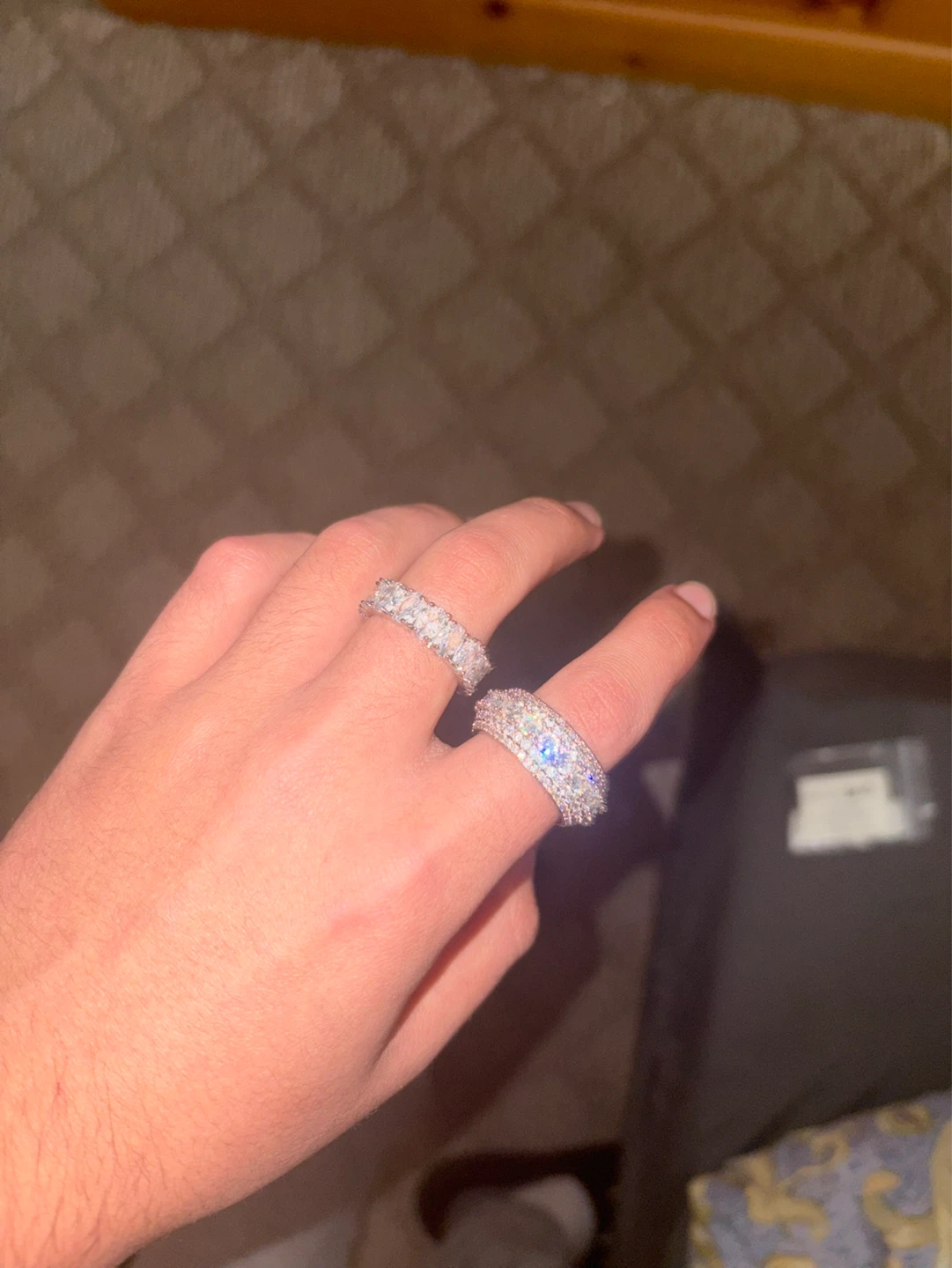 Two Bling Rings - Diamond Encrusted Bands
