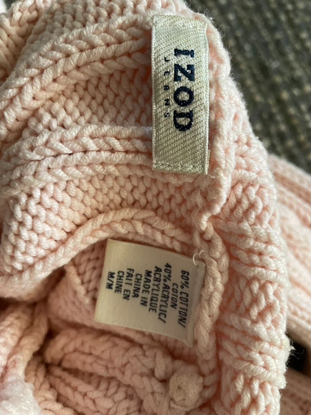 🥕IZOD Pink Cable Knit Turtleneck Sweater M/M - photo 4