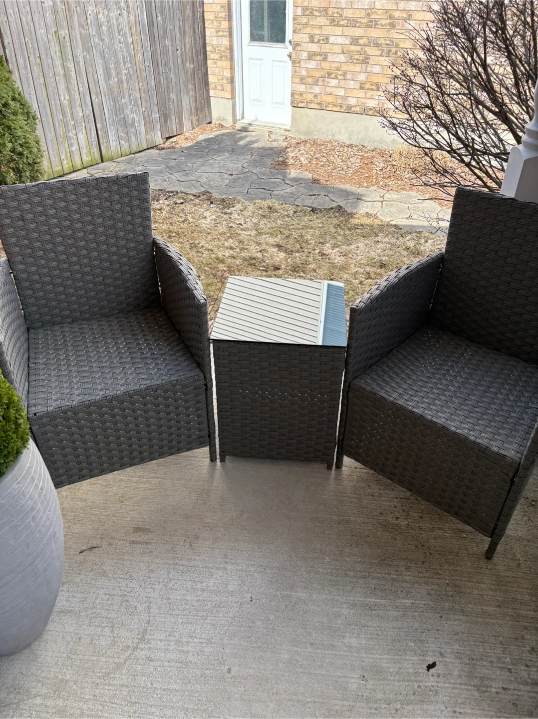 Outdoor Grey Wicker Bistro Set