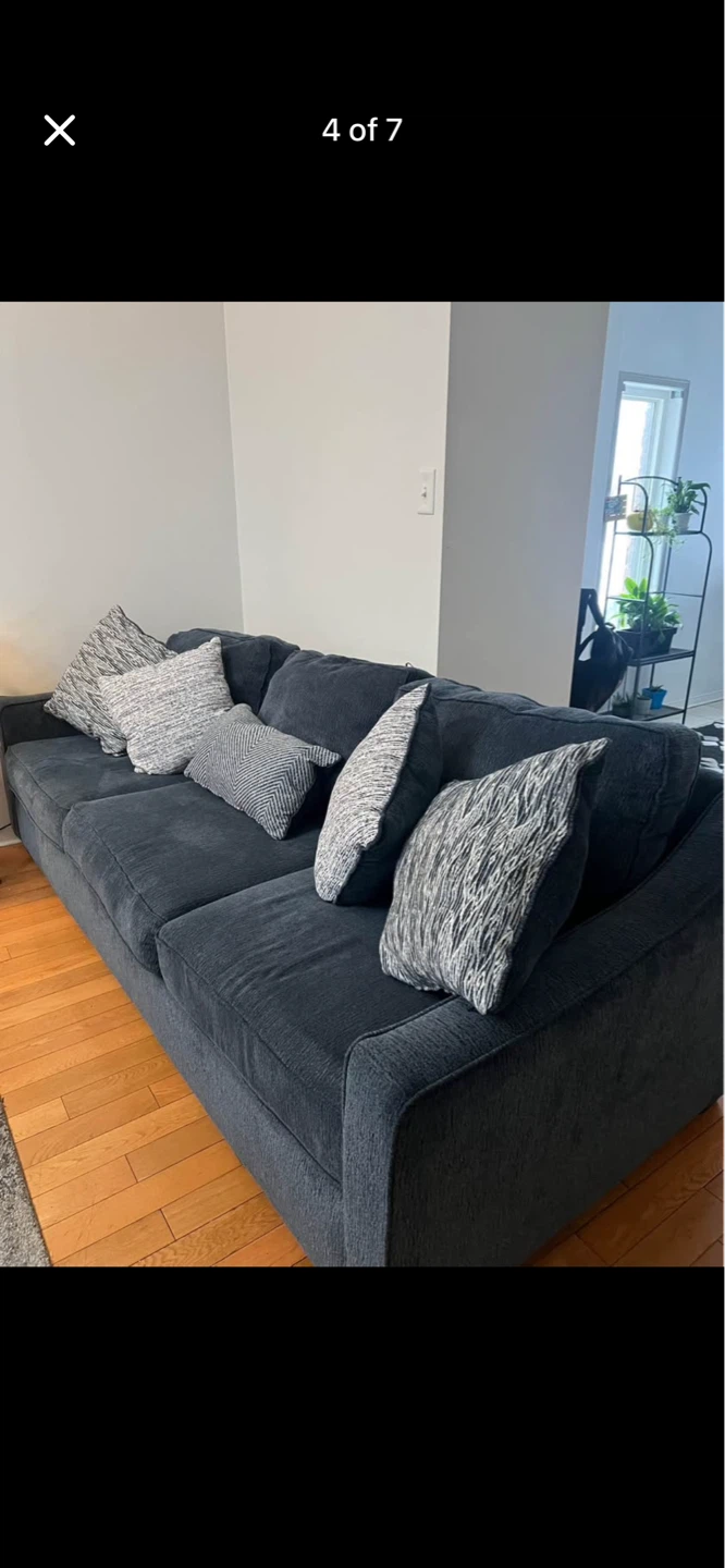 Dark Blue Sofa and love seat with Pillows - photo 4
