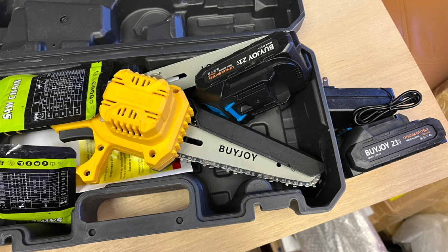 BUYJOY Mini Chainsaw Kit with 2 Batteries & Charger - photo 3