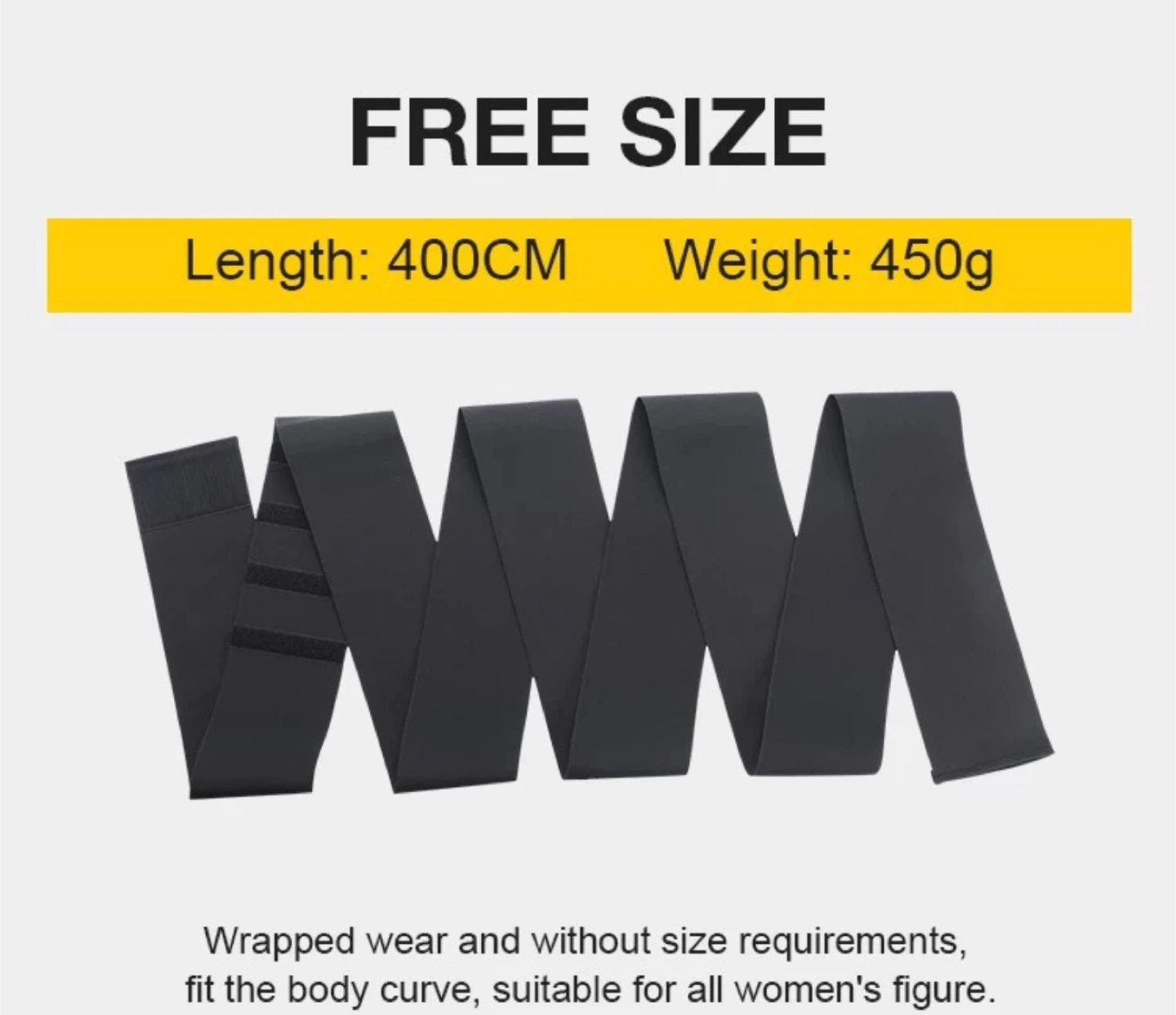 Black Waist Trainer Wrap - 400cm Length