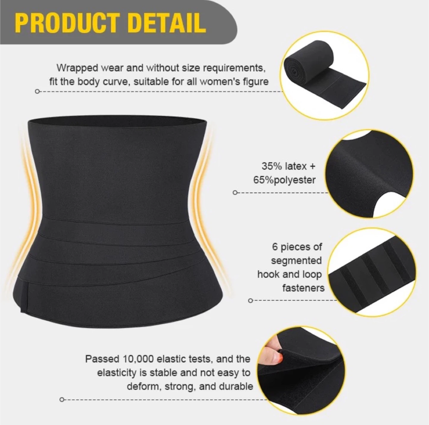 Black Waist Trainer Wrap - 400cm Length - photo 2