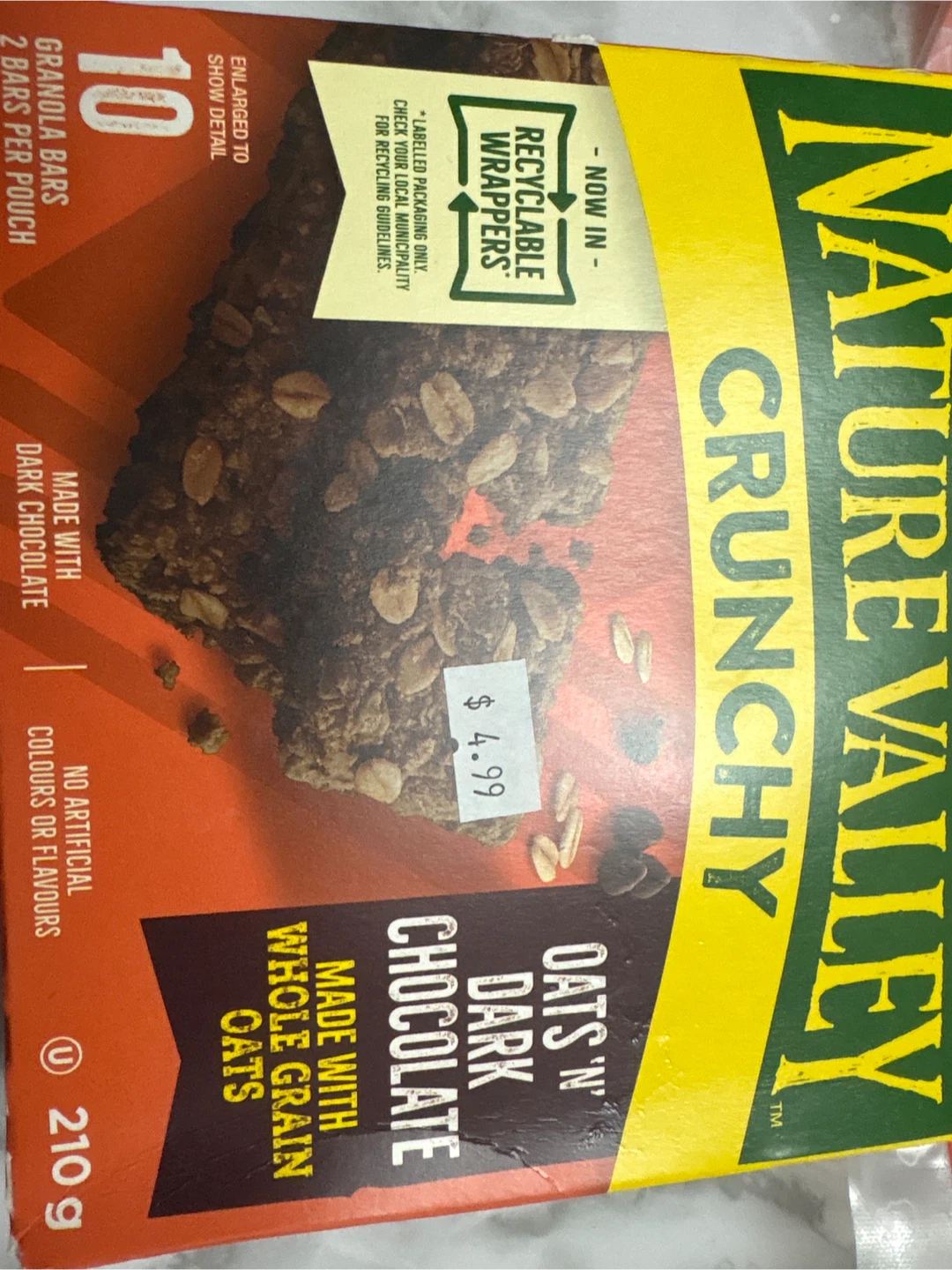 Nature Valley Oats 'n Dark Chocolate Crunchy Granola Bars (210g)