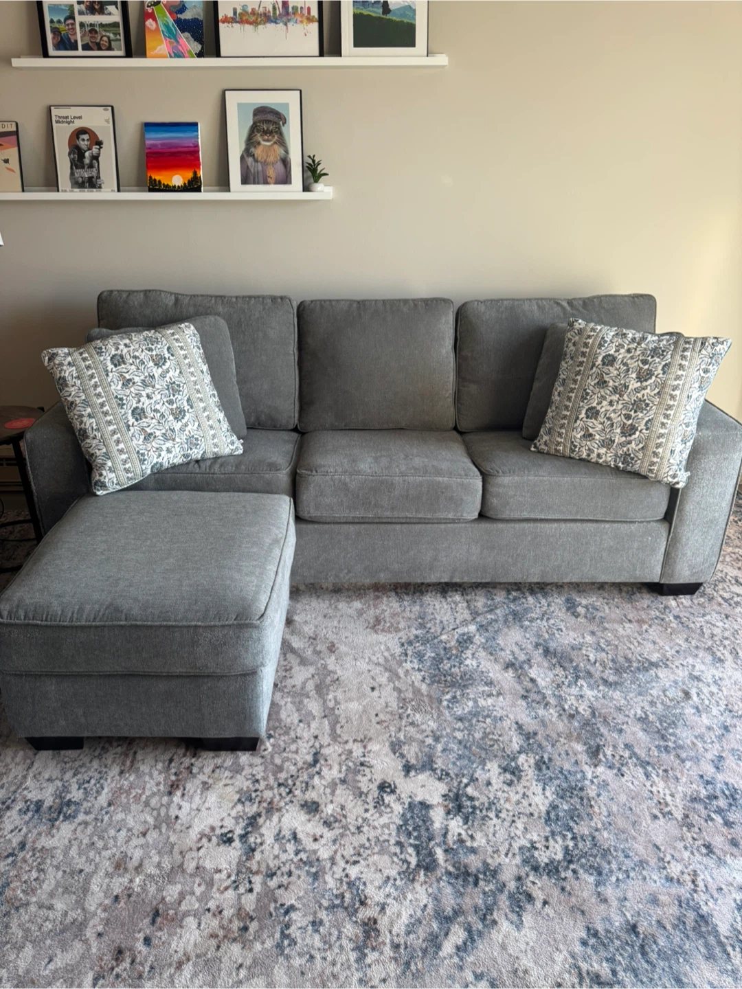 Walter E Smithe Gray Sofa Bed with Ottoman