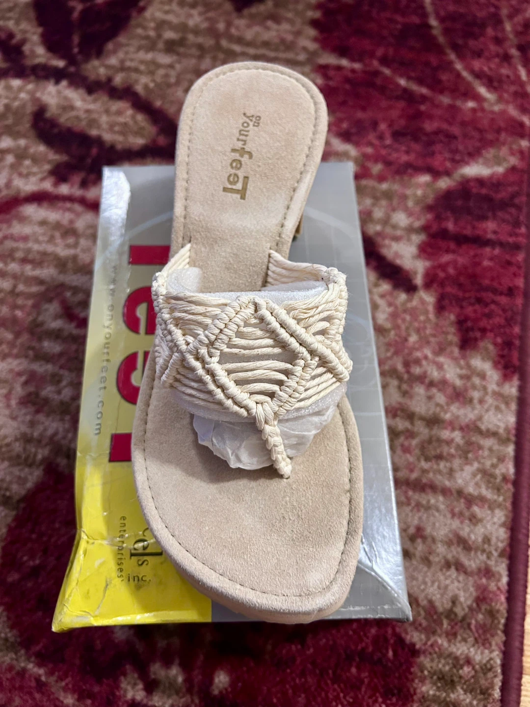 Brand new On Your Feet Beige Woven Thong Sandals - Size 10M
