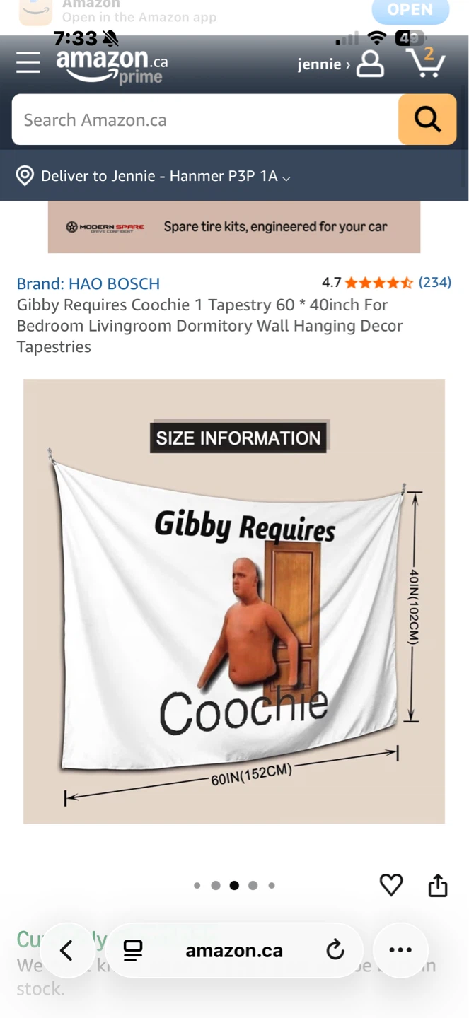 Gibby Requires Coochie Tapestry 60" x 40"