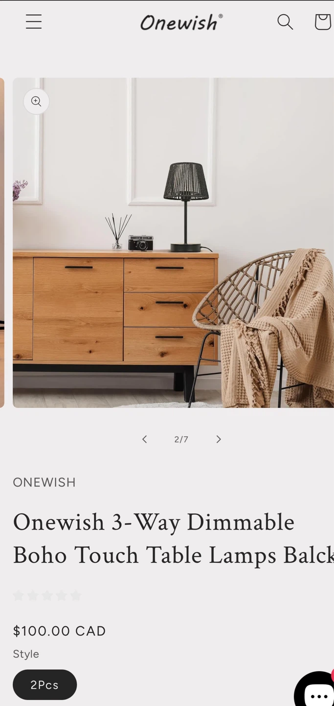 Onewish 3-Way Dimmable Boho Touch Table Lamps (2 Pcs) - photo 2