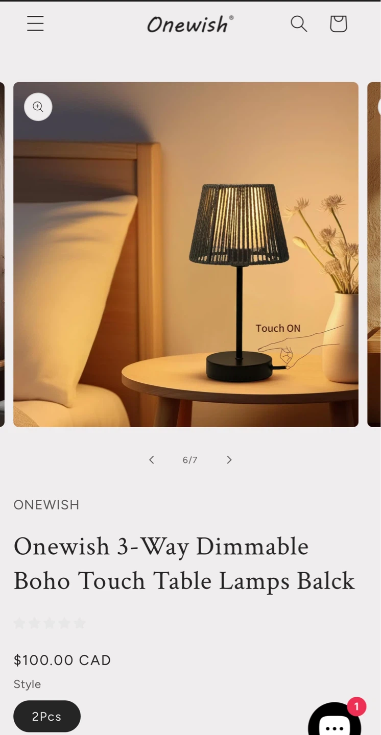 Onewish 3-Way Dimmable Boho Touch Table Lamps (2 Pcs) - photo 3
