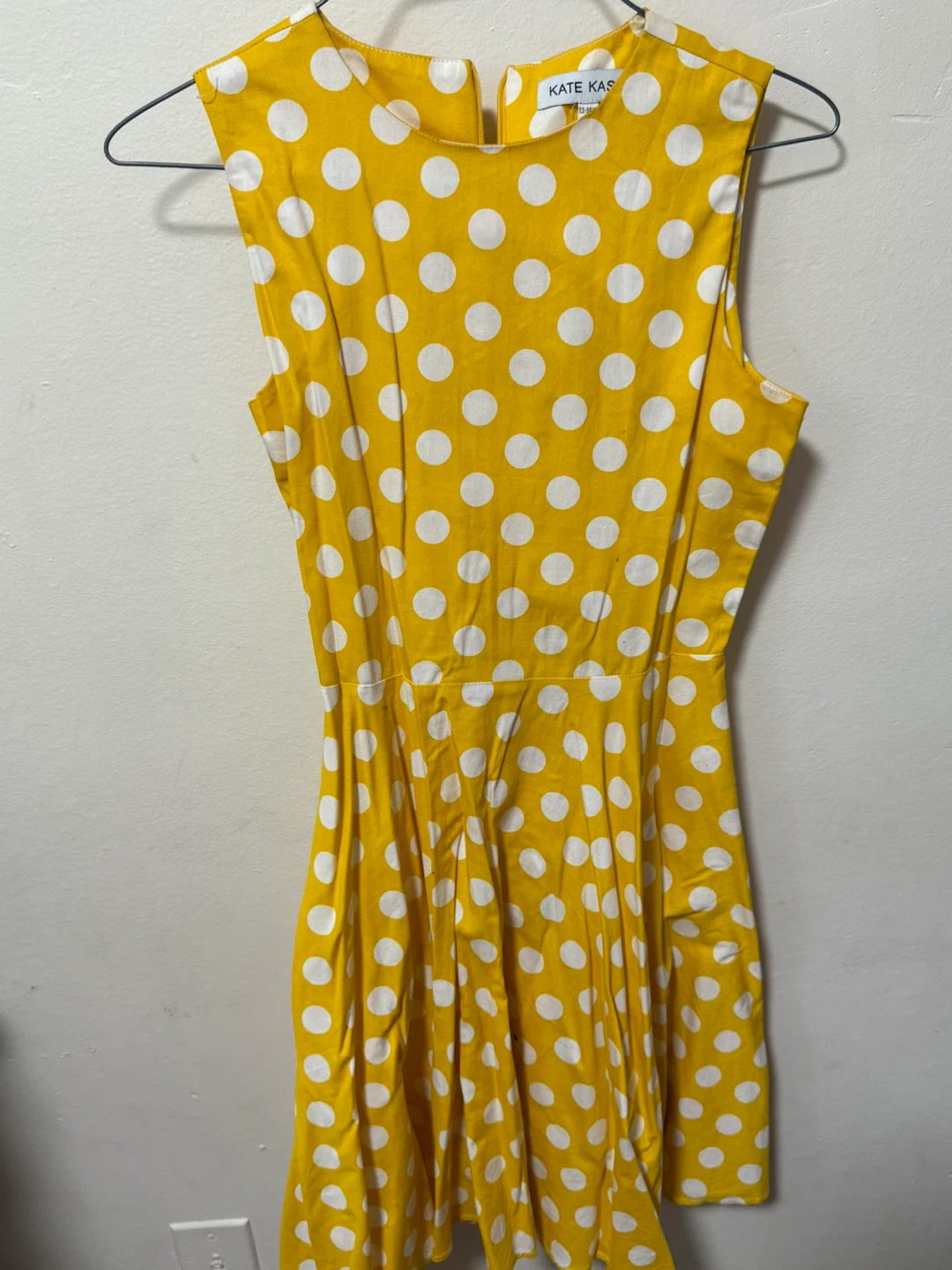 Kate Kasin Yellow Polka Dot Dress - Size 13-14Y