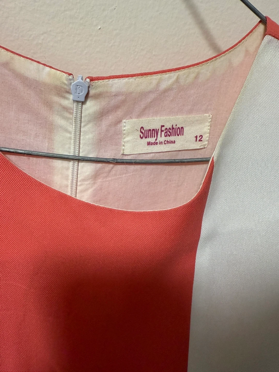 Sunny Fashion Coral & White Bow Dress - Size 12 - photo 2