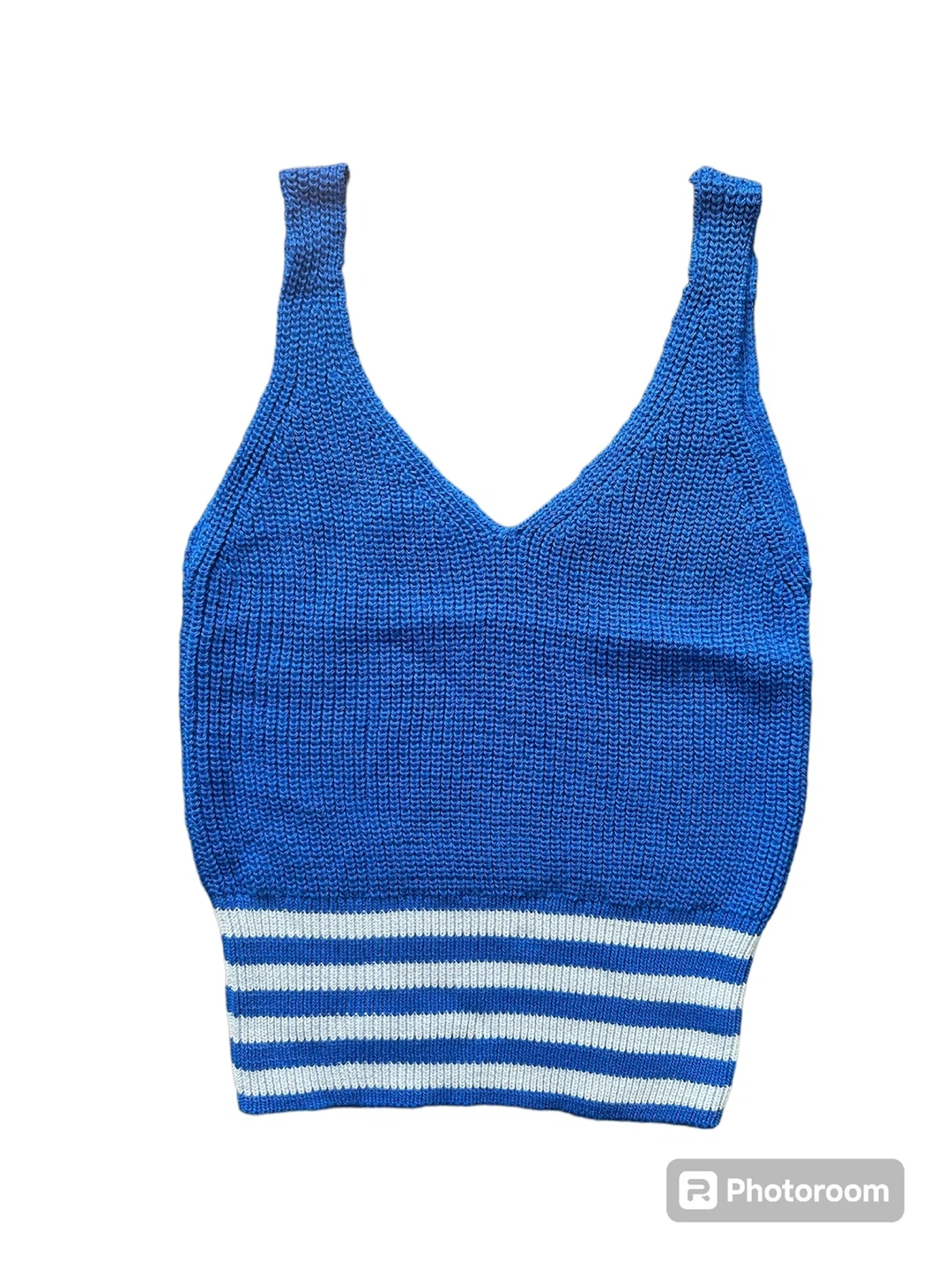 🥕Blue Striped Knit Tank Top