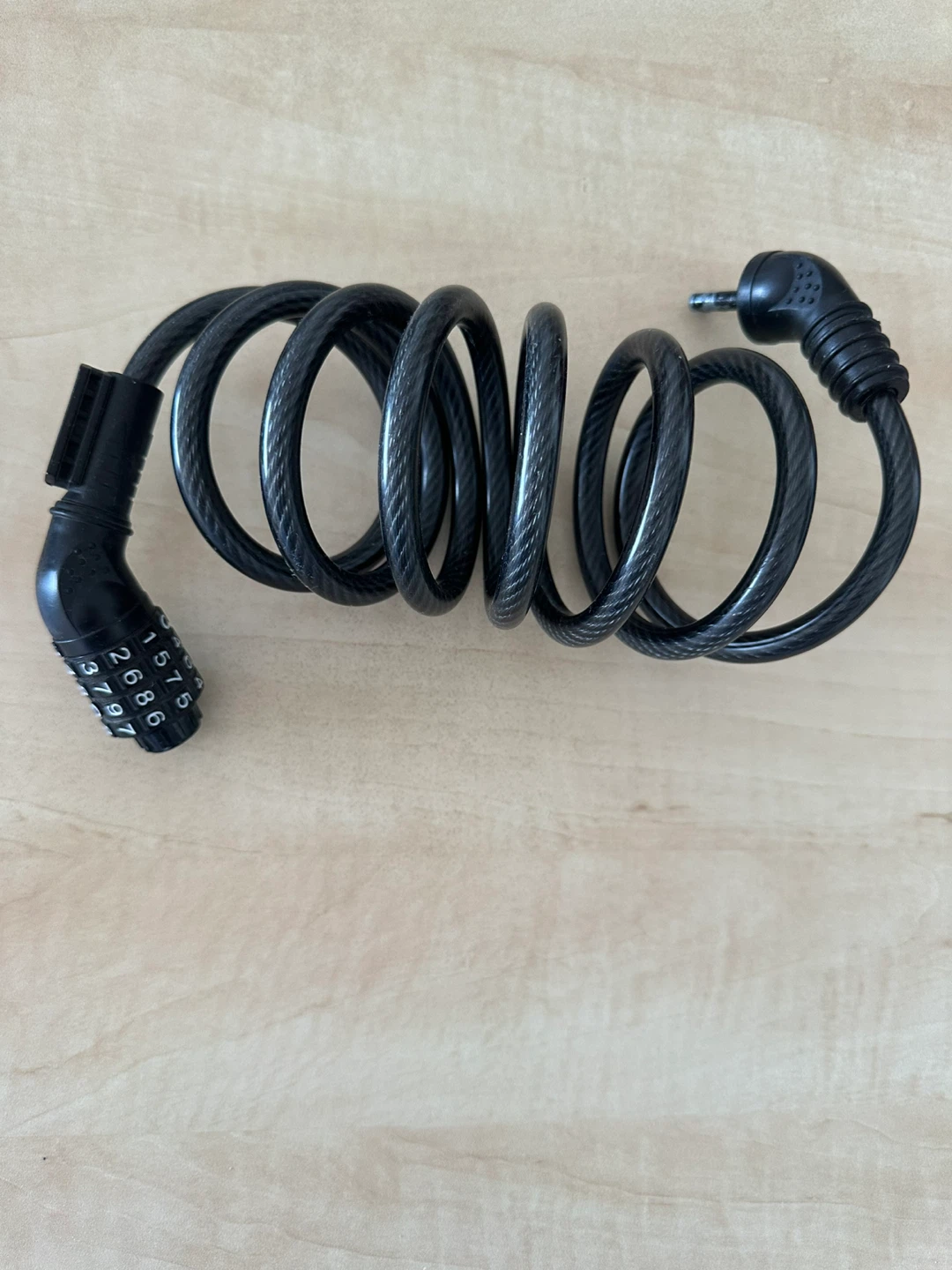 Black Combination Coil Cable Lock for Bike or Scooter