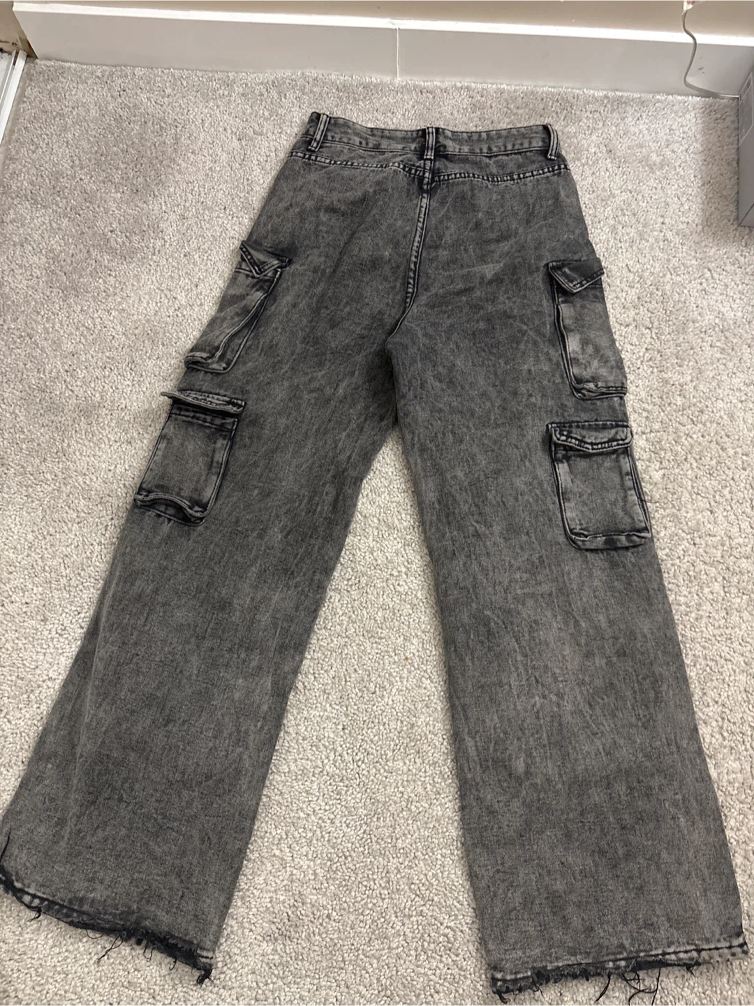 Grey Wash Wide Leg Cargo Pants - photo 3
