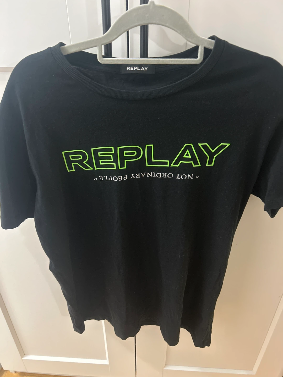Replay Black T-Shirt with Neon Green Logo