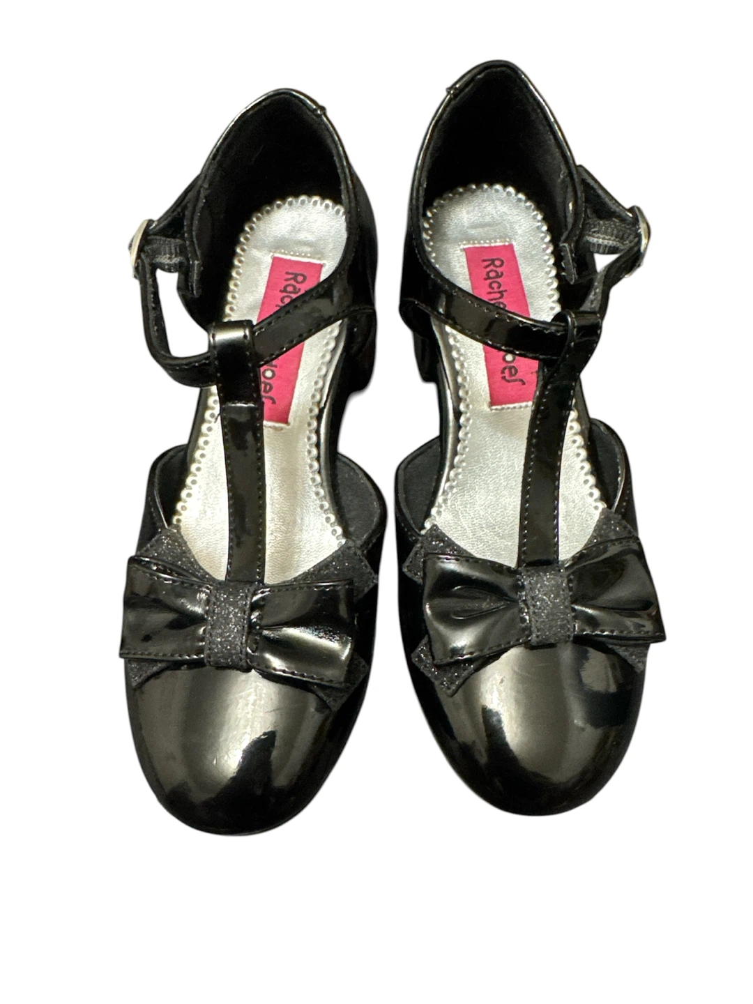 Rachel Shoes Black Patent Bow Heels Size 1