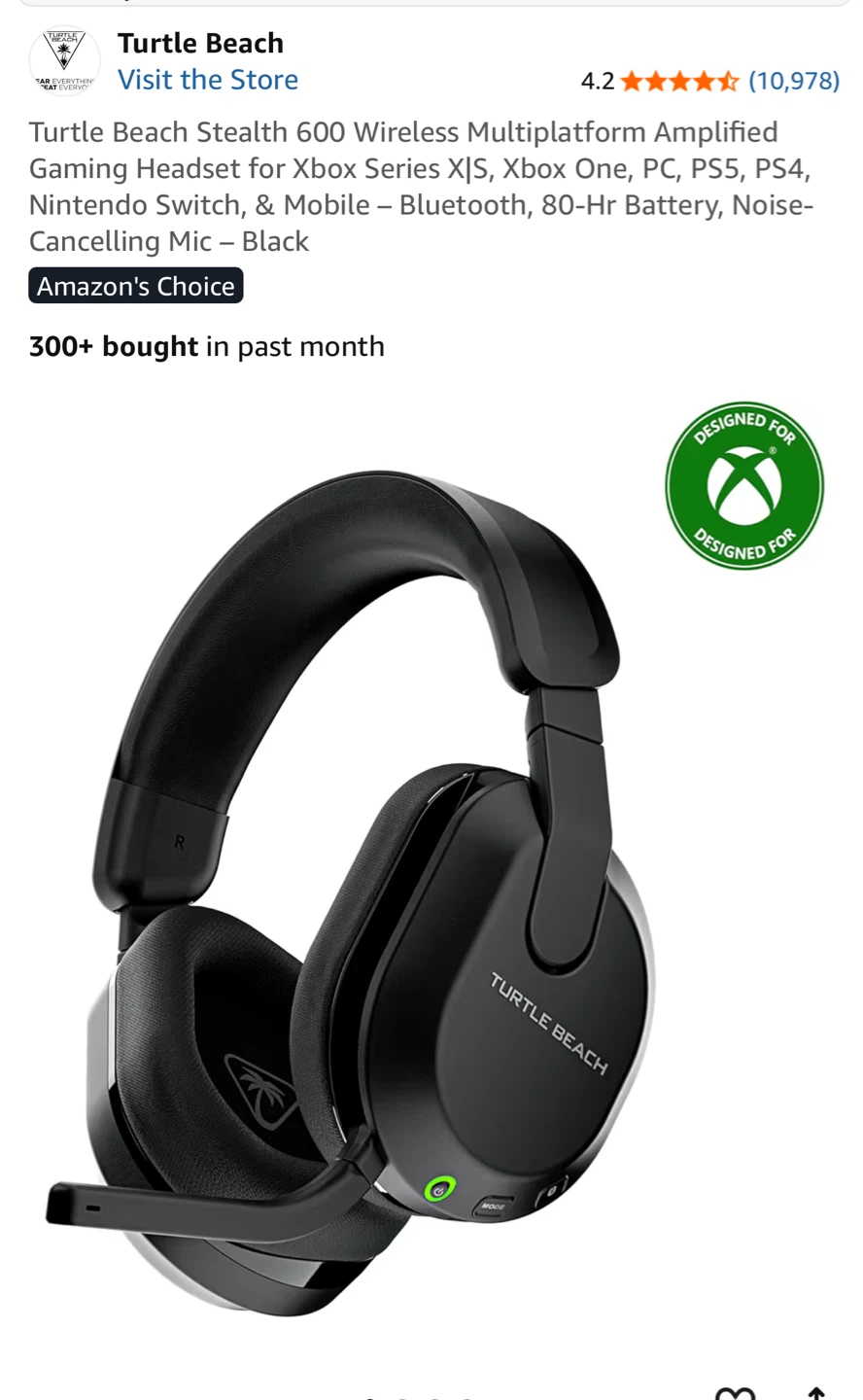 Turtle Beach Stealth 600 Wireless Gaming Headset - Black