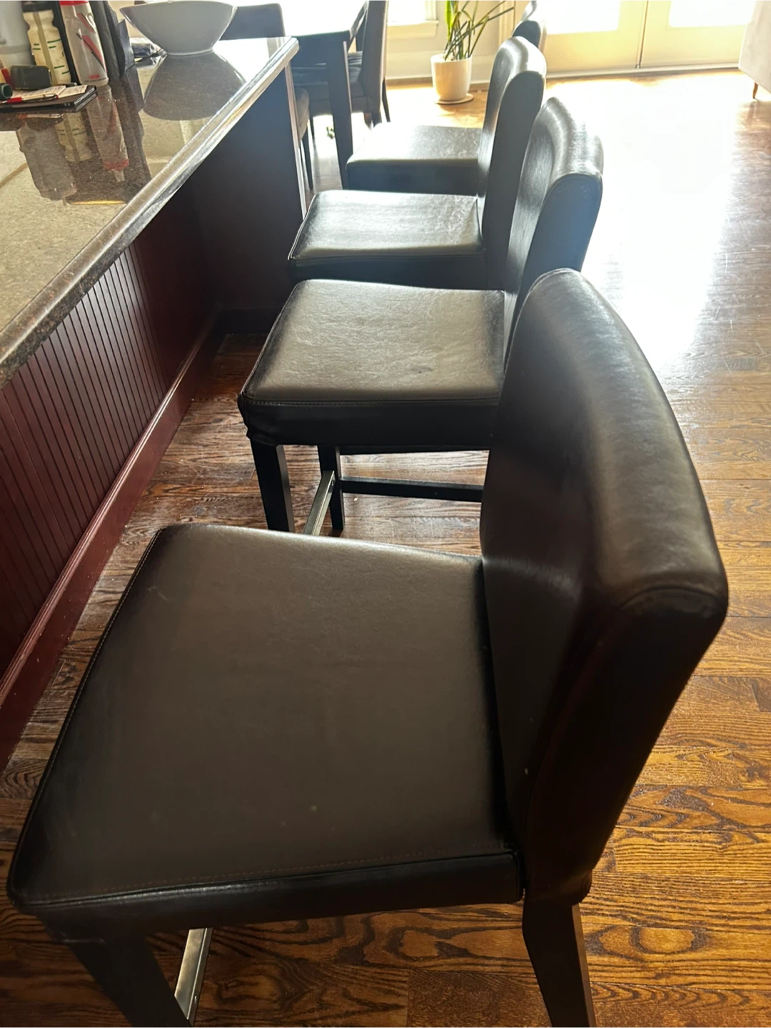 Brown Faux Leather Bar Stools