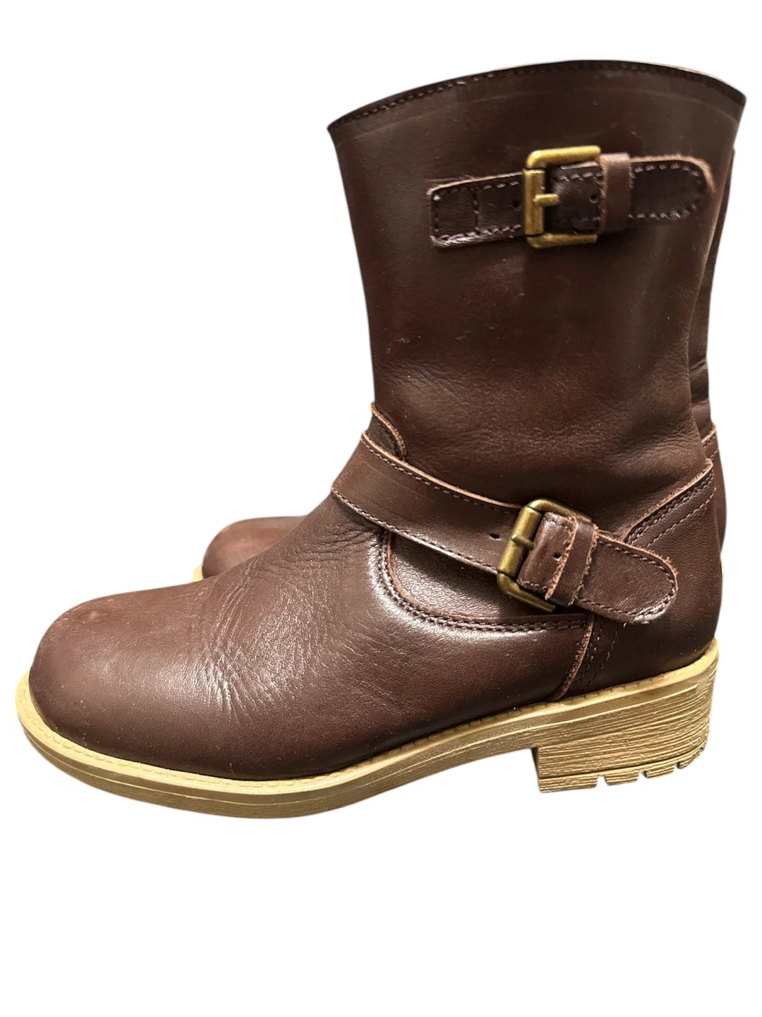 Brown Leather Buckle Boots Size 33 - photo 2