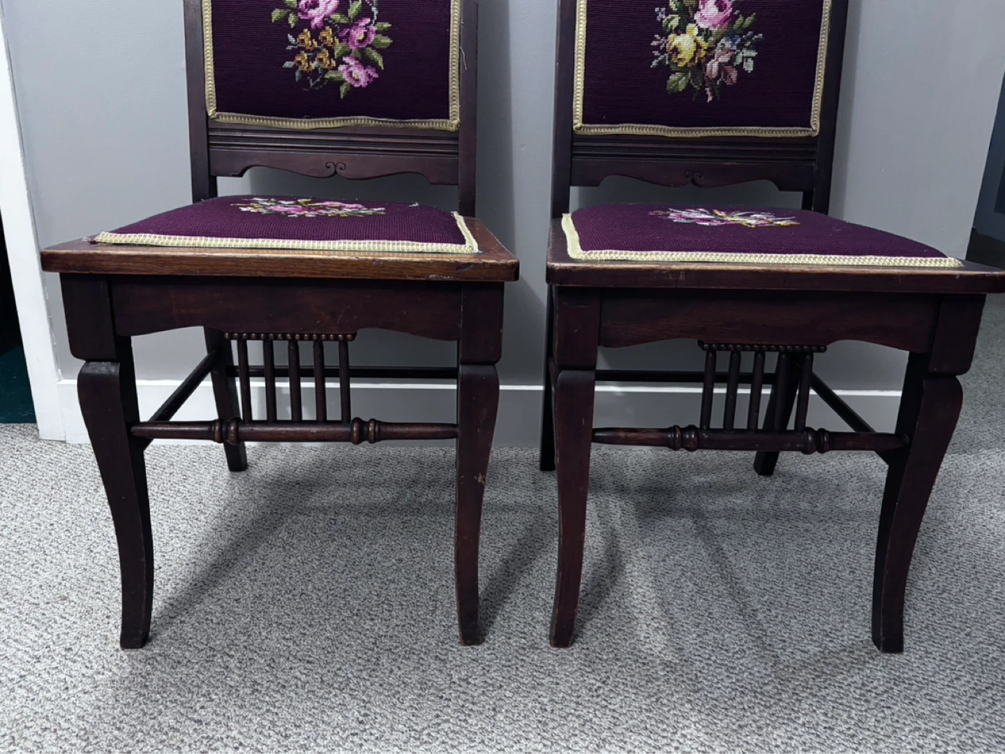 🥕Vintage/Antique Victorian Style Chairs-Needlepoint upholstery - photo 4